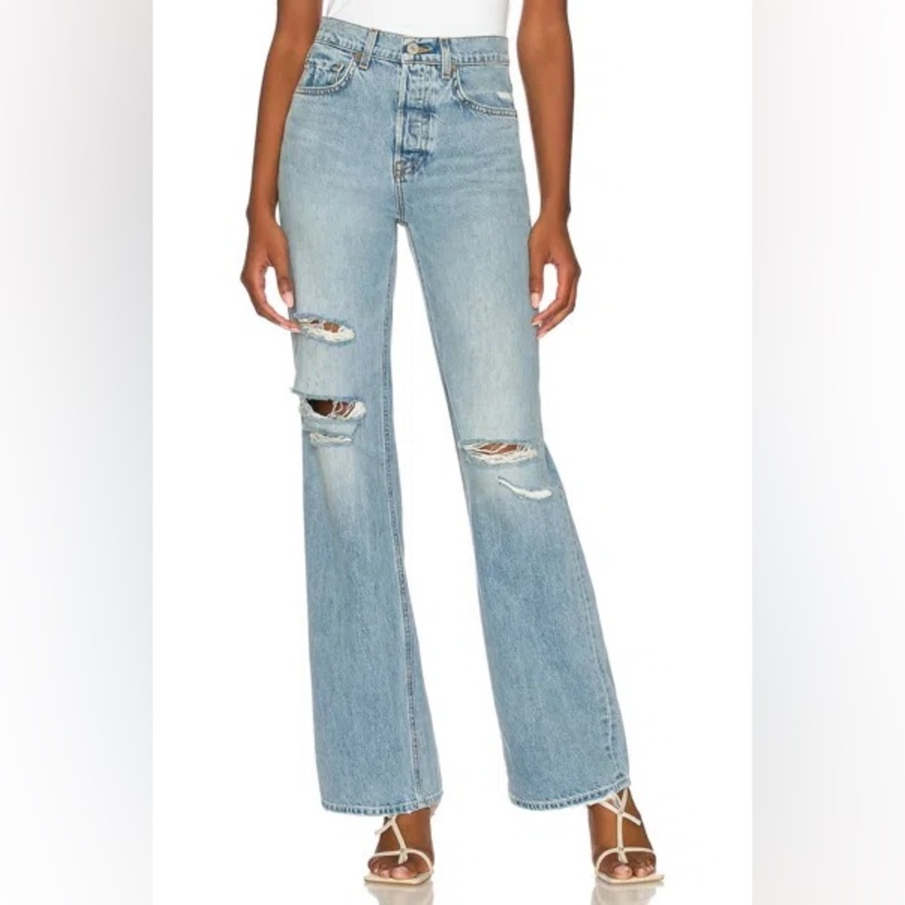 GRLFRND Brooklyn High Rise Straight In Lost Palms Size 25